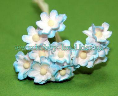Декоративные цветы на проволке бело-голубые- 10шт в 1 пучке ― Hobby-Land