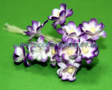Декоративные цветы на проволке фиолетово-белые - 10шт в 1 пучке ― Hobby-Land