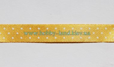 Лента сатиновая желтая в белый горошек №5 ― Hobby-Land